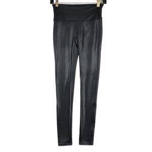 Spanx Womens Size S Faux Leather Leggings Power Waistband Black Pants Stretch